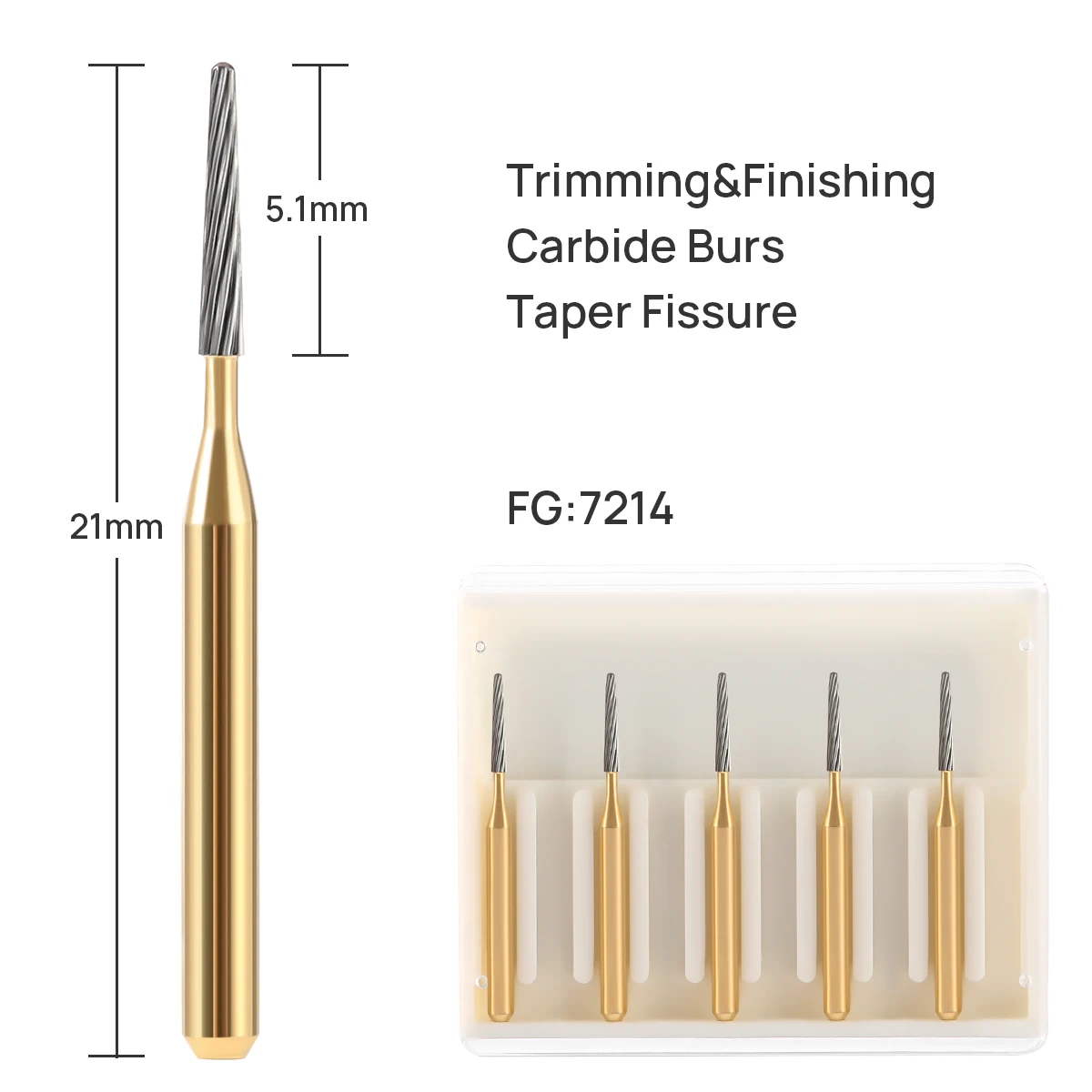 5 Stück Dentalbohrer aus Wolframkarbid zum Trimmen und Finishen FG 7114/72147714 Zahnmedizinische Schleifbohrer für Hochgeschwindigkeits-Trimmen – Detail 6