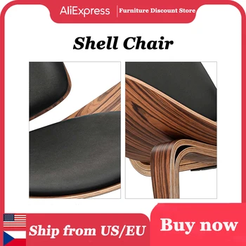 Sedia a tre gambe in legno massello di metà secolo Mobili da soggiorno in ecopelle nera Sedie a sdraio moderne per il tempo libero 1