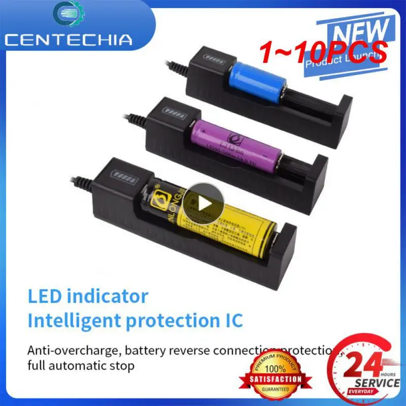 

1~10PCS Universal 1 Slot Battery USB Charger Adapter LED Smart Chargering for Rechargeable Batteries Li-ion 18650 26650 14500