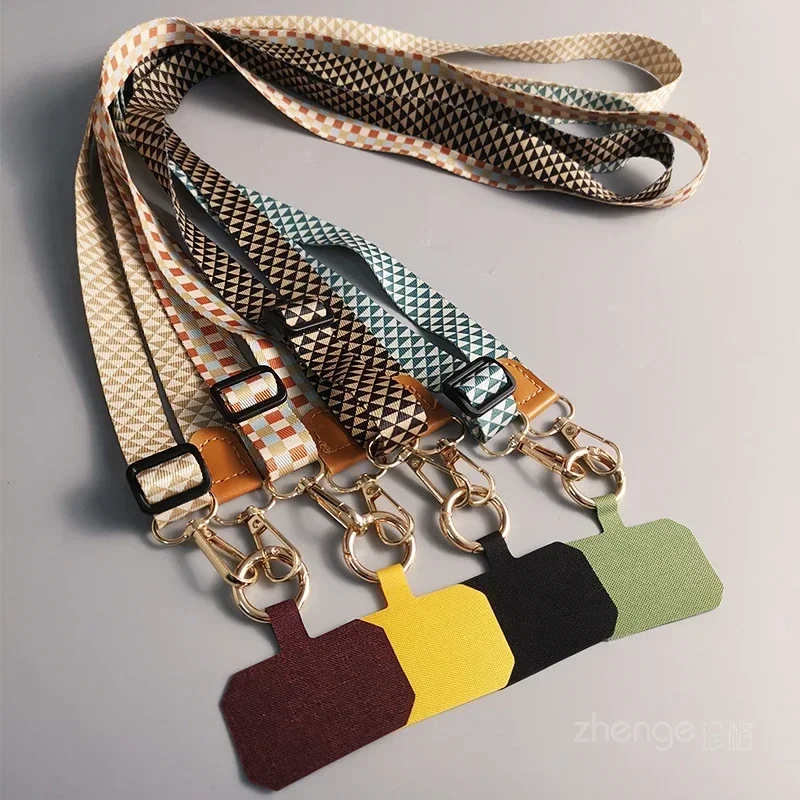 Triangular Plaid Anti-Loss Mobile Phone Crossbody Lanyard