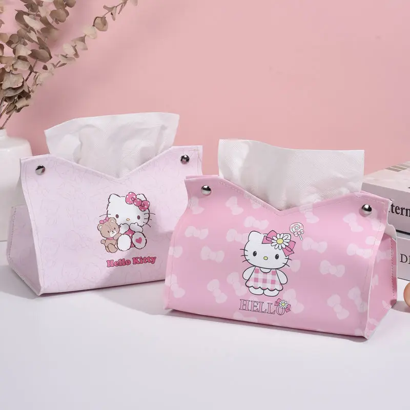 

Модная коробка для салфеток Hello Kitty Sanrio аниме милая мультяшная Высококачественная простая Многофункциональная портативная коробка для грязных салфеток для ресторана