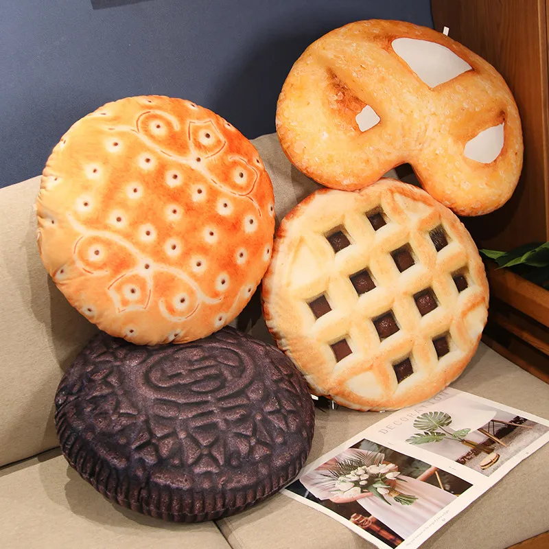 

45cm Simulation Cream Biscuit Cookies Plush Throw Pillow Cute Stuffed Food Biscuits Plushies Cushion Anime Soft Kids Toys Gifts