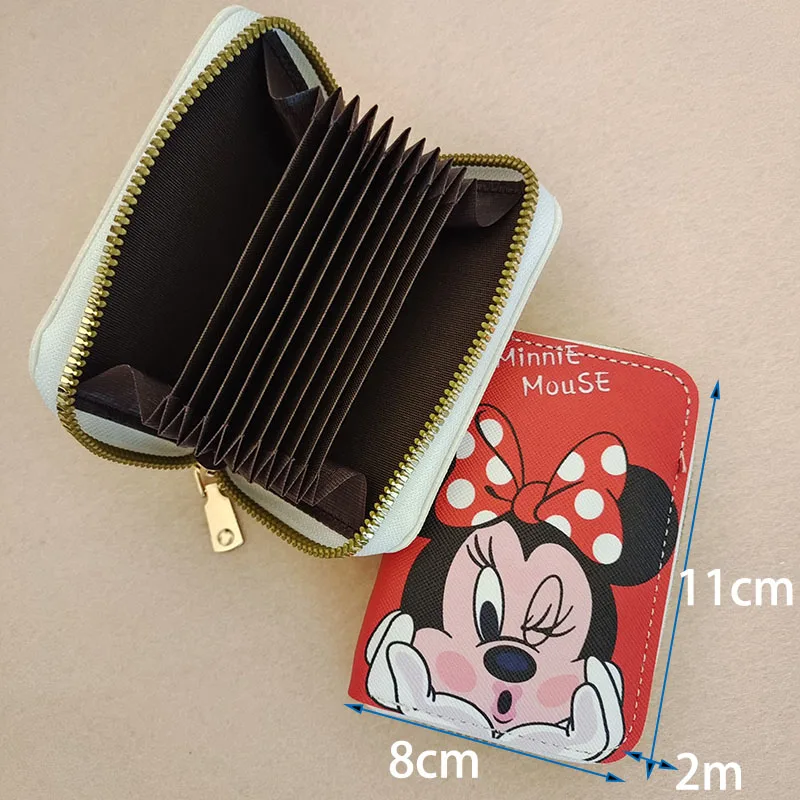Cute Mickey Minnie Organ Card Bag PU Leather Wallet Cartoon Business Card Case Credit Card Holder Mini Zipper Clutch Bag 5