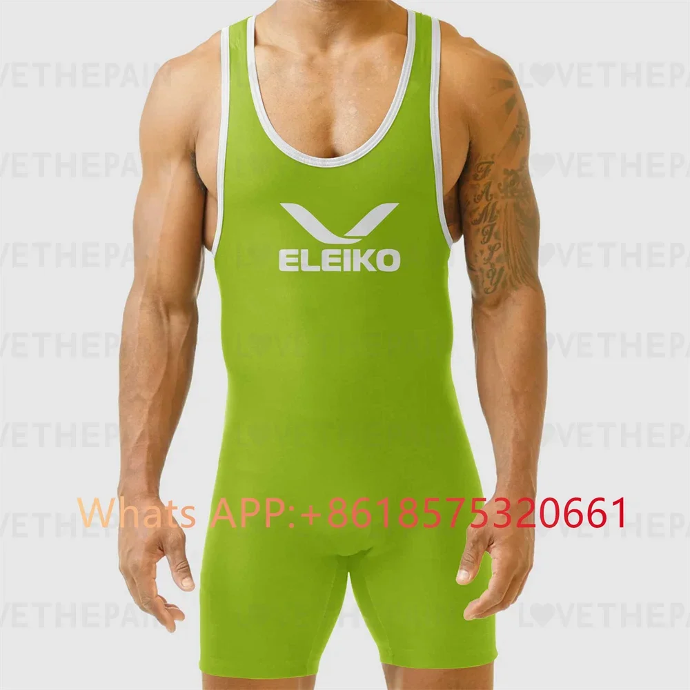 Eleiko-メンズレスリングシングレットスーツ,ノースリーブ