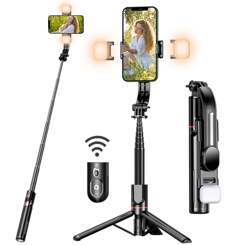 Selfie Stick with Upgraded Tripod Selfie Stick with 2 Fill Light Extra