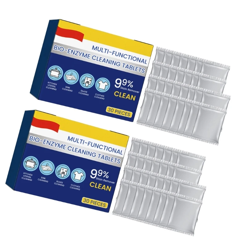30/60Pcs Multi-functional Bio-Enzyme Cleaning Tablets Laundry Effervescent Tablets Cleaning Effervescent Tablets