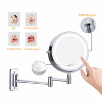 Wall Mounted Folding Arm Extend Bathroom Mirror With LED Light 10X Magnification Double Side Touch Dimming Makeup Mirrors - Image 6