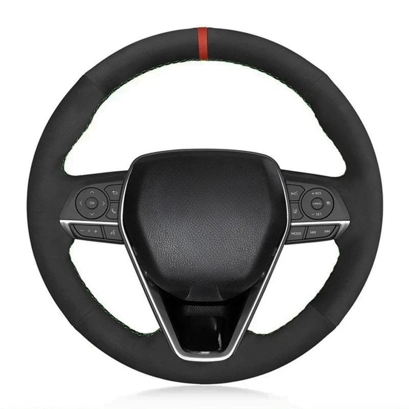 

Car Steering Wheel Cover Soft Black Genuine Leather Suede For Toyota Corolla RAV4 Avalon 2019-2020 Camry 2018-2020