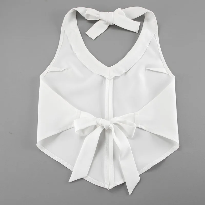 Women's Fashion Backless White Halter Tank Top & Pants Set Temperament Commuting 2024 Summer Women Casual Trousers Outfits 2PCS