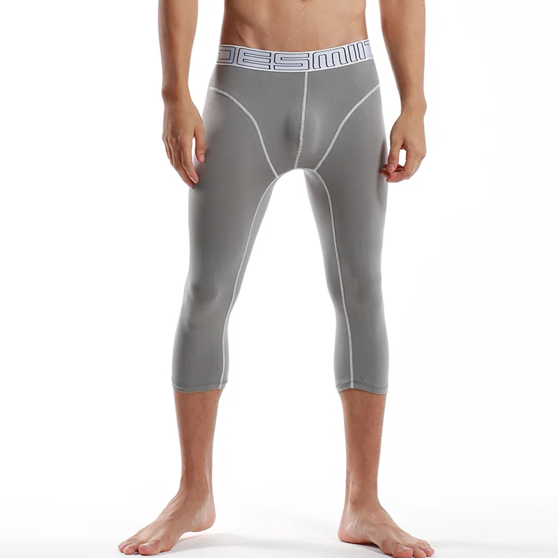 3/4 Leggings Men Compression Pants Running Gym Tights Fitness Leggins Sportswear Shorts High Elastic Breathable Sport Long John