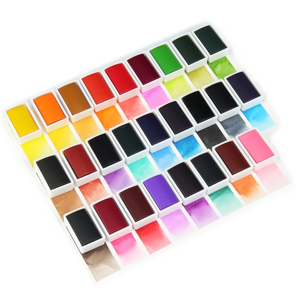 SeamiArt NEW 26 Colors Single Piece Full Pan Artist Grade Solid Watercolor Paint for Art Drawing Art Supplies 4