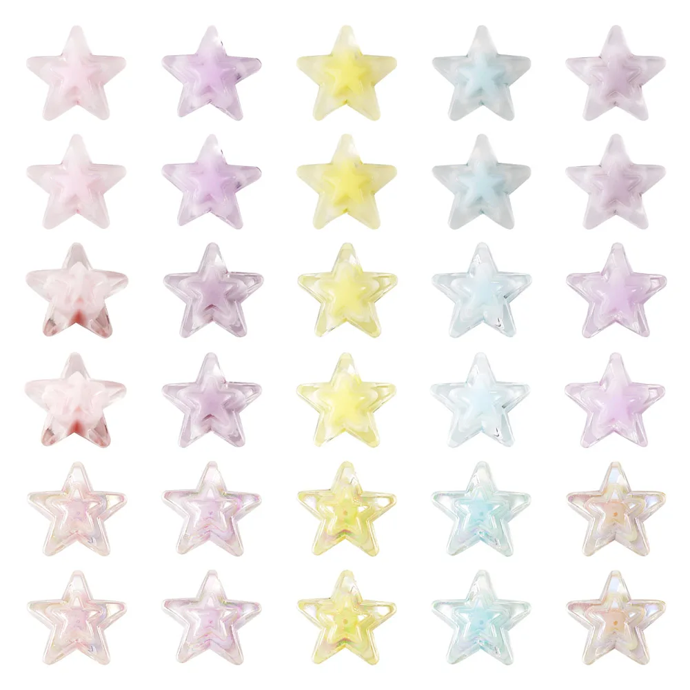 

Pandahall 120Pcs Mixed Color Star Transparent Acrylic Beads Frosted Star Spacer Loose Beads For Necklace Bracelet Jewelry Making