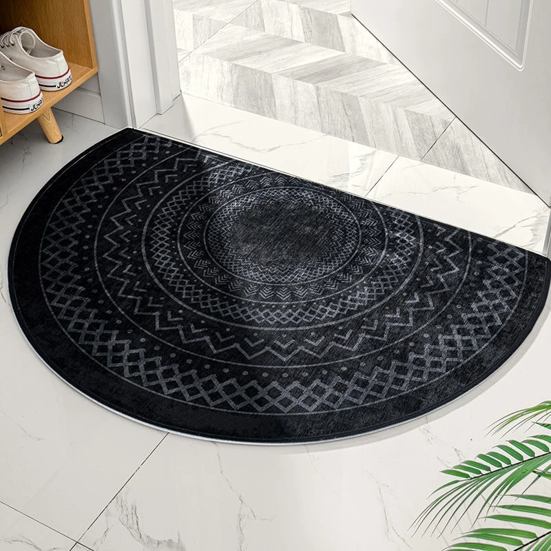 Alfombra semicircular para puerta de entrada, alfombra de baño