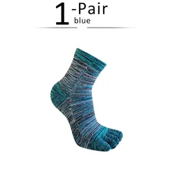 Colorful Striped Cotton Toe Socks - Casual Sweat-Absorbing Dress Socks - EU39-44 (Blue)