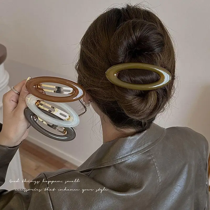 Koreaanse haarclips van metaal en gelei voor dames_voghion.com