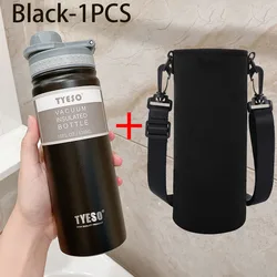 Tyeso Stainless Steel Insulated Travel Flask - 530/750ML - 750ML (Black With Cup Bag)