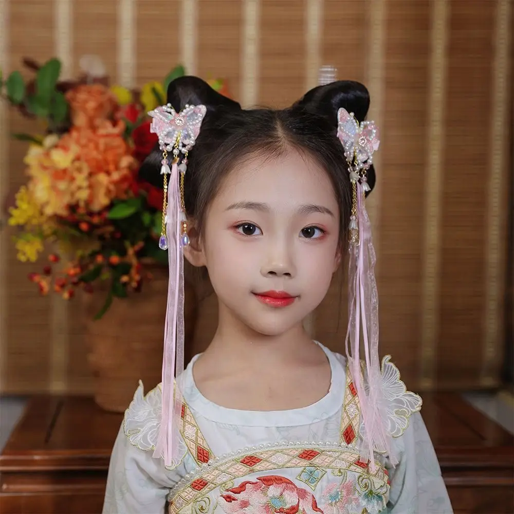 Flowers Girls Ribbon Hair Clips Sweet Pink Orange Yellow Children Hairpins Antique style Hairpins Barrette