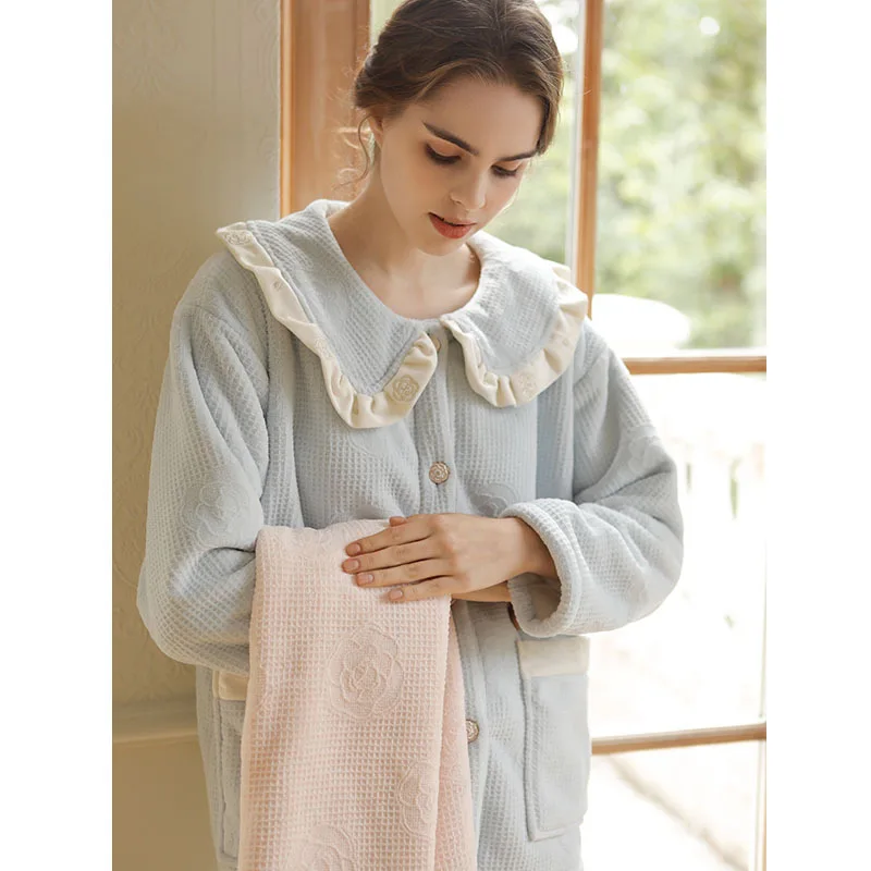 

Милые плотные теплые бархатные пижамные комплекты для женщин зимние осенние свободные пижамы с длинным рукавом Ночная сорочка для девочек