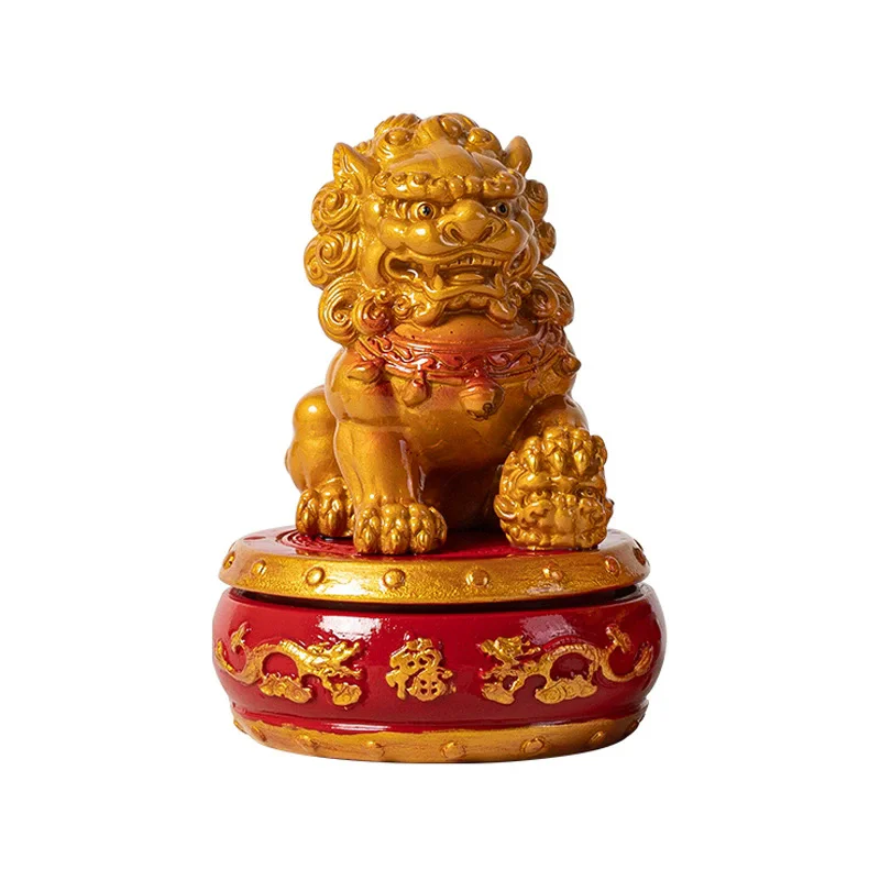 Color Changing Chinese Style Peking Lion Tea Pet, Guochao Raisable Ornament for Wealth & Tea Table, Creative Ceramic Decor