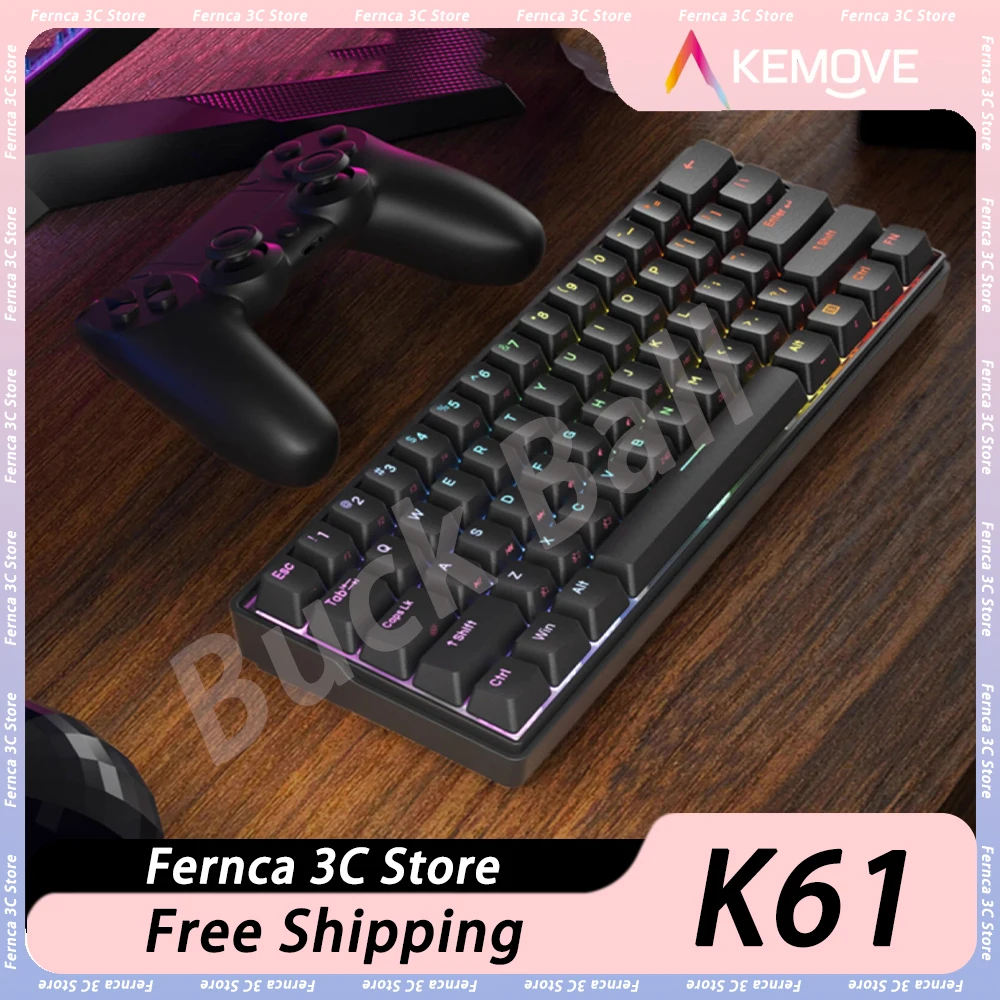 Механическая клавиатура KEMOVE K61, Беспроводная портативная игровая клавиатура с RGB подсветкой и функцией горячей замены, эргономичные аксессуары для ПК и геймеров