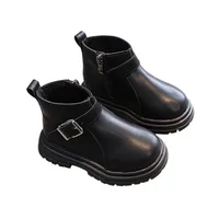 Autumn And Winter Boys And Girls British Style Boots Children's Side Zipper Non-Slip Boots Baby Warm Boots 2