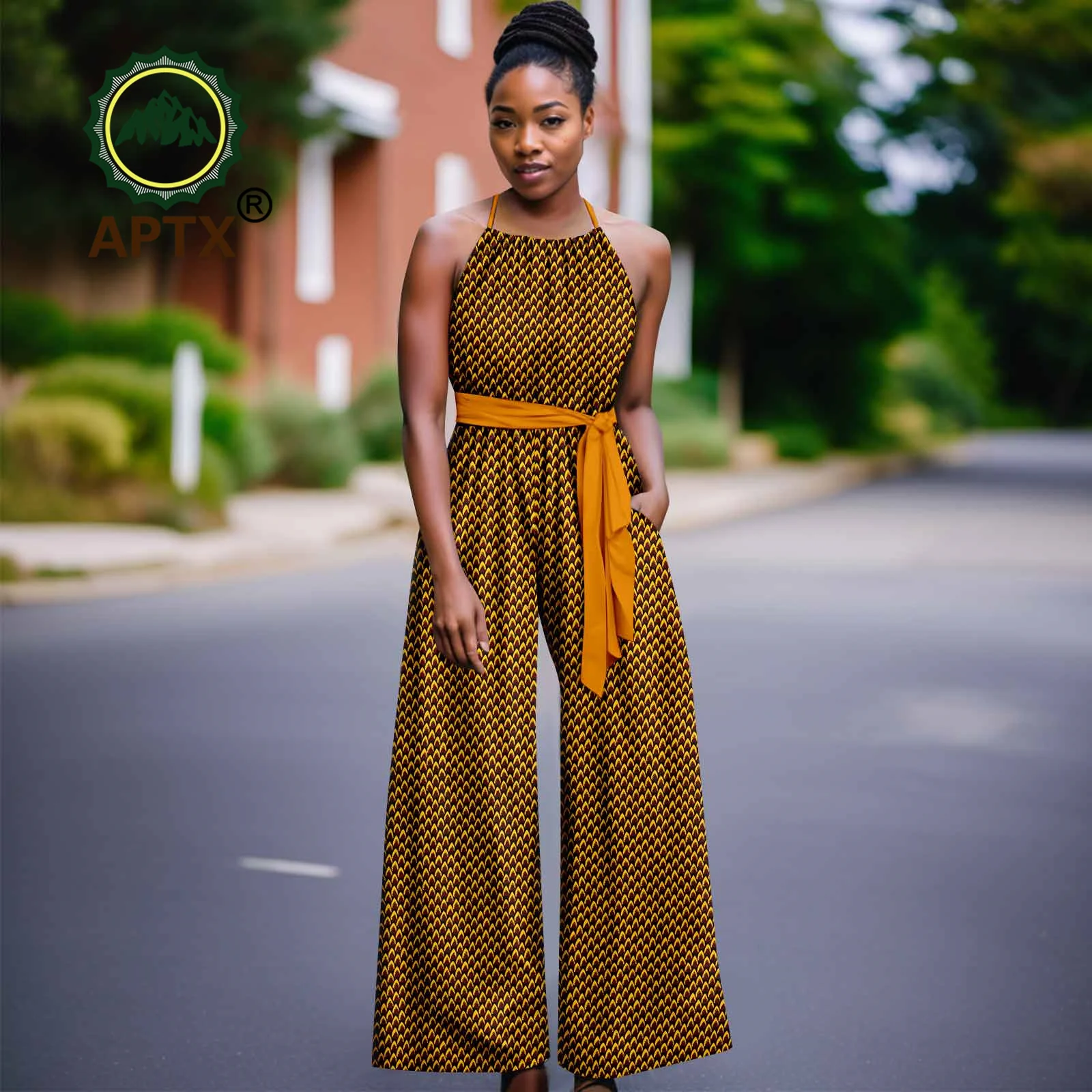 African Clothes for Women Short Dashiki Sleeveless Casual Wide Leg Jumpsuits with Belt Ankara Fashion Print Women Attire