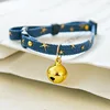 Denim Breakaway Cat Collars with Bell Cat Pendant Kitty Kitten Collars Blue Collar for Female Girl Cats Male Boy Cats Star Print 6