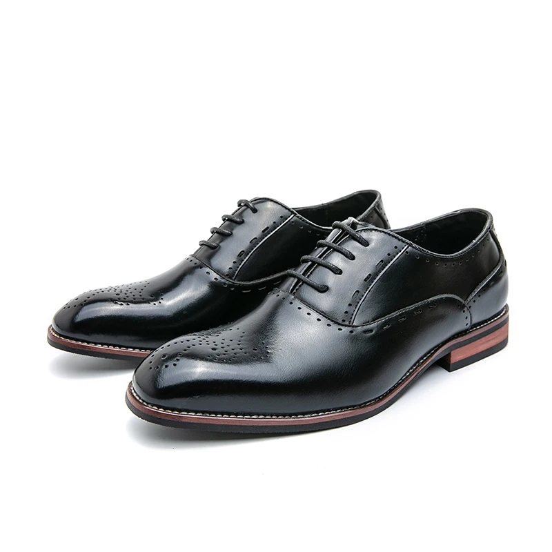 

Oxfords Shoes for Men Brown Black Business Lace-up Pu Office Brogue Dress Shoes Zapatos De Vestir Hombre Mens Shoes