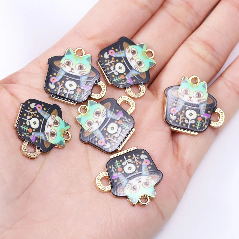 10Pcs 21* 20mm Dripping Oil Painted Multicolor DIY Necklace