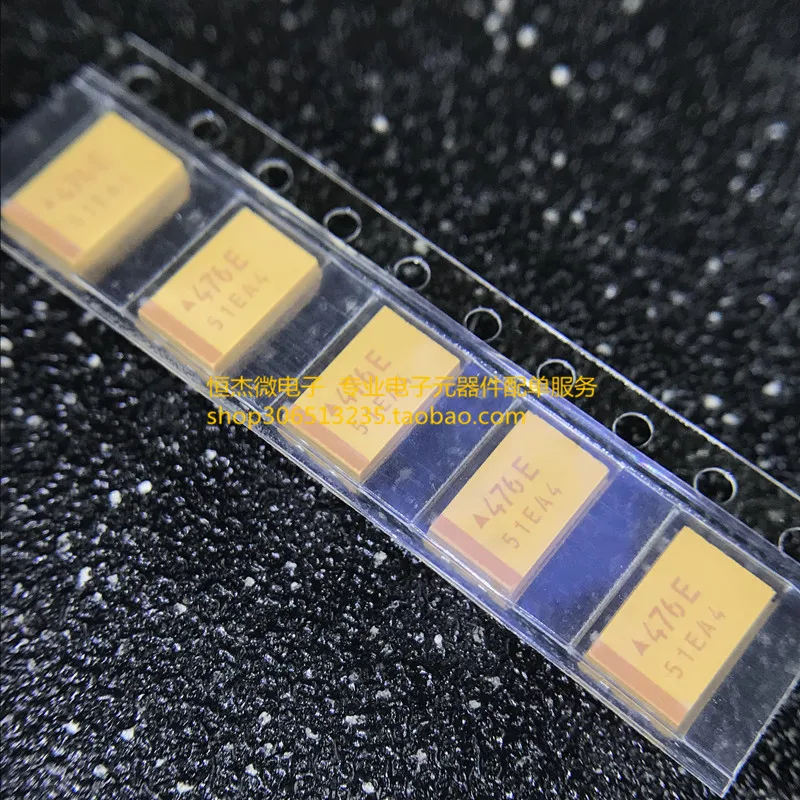 

10PCS/ imported SMD tantalum capacitor 47UF 25V D-type 7343 476E 10% bile capacitor yellow polar capacitor