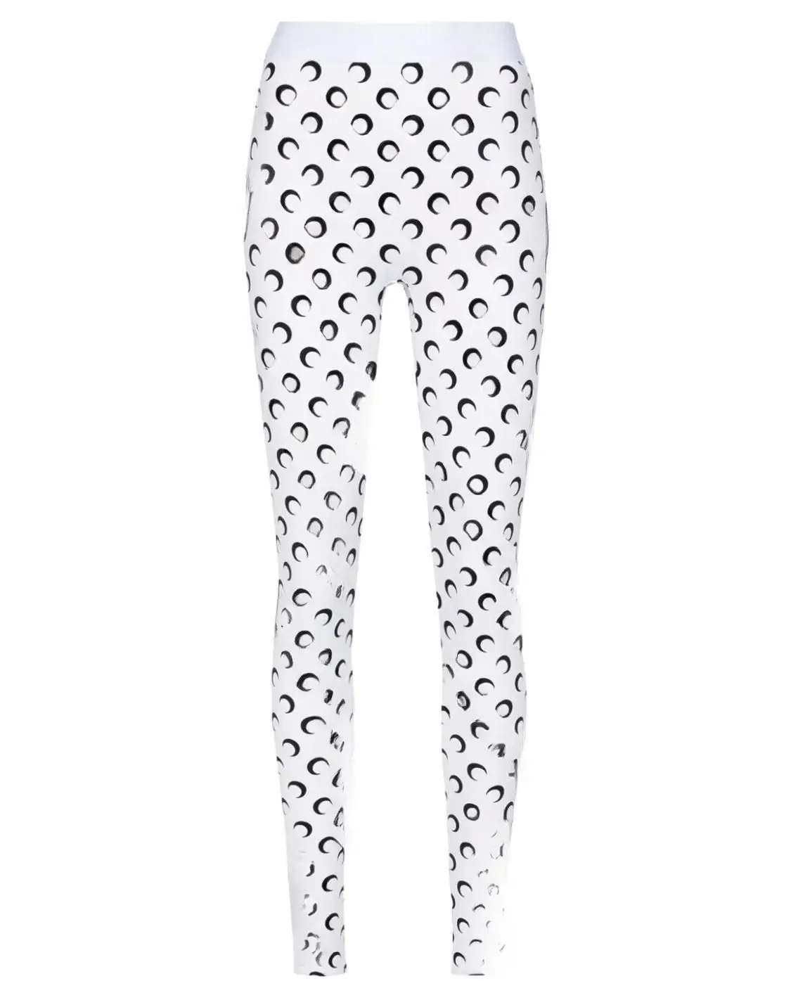 Tummy Control Leggings High Waisted Women Solid Color Stretchy Moon Print Ice Silk Retro Versatile Pants