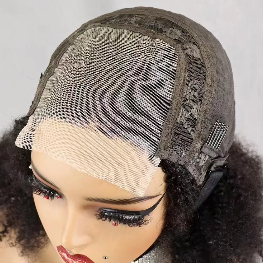 300% Density Kinky Curly Afro Bouncy Hair Wig4x4 Lace Closure Frontal Hair Wig Curl Human Hair Wigs for Black Women