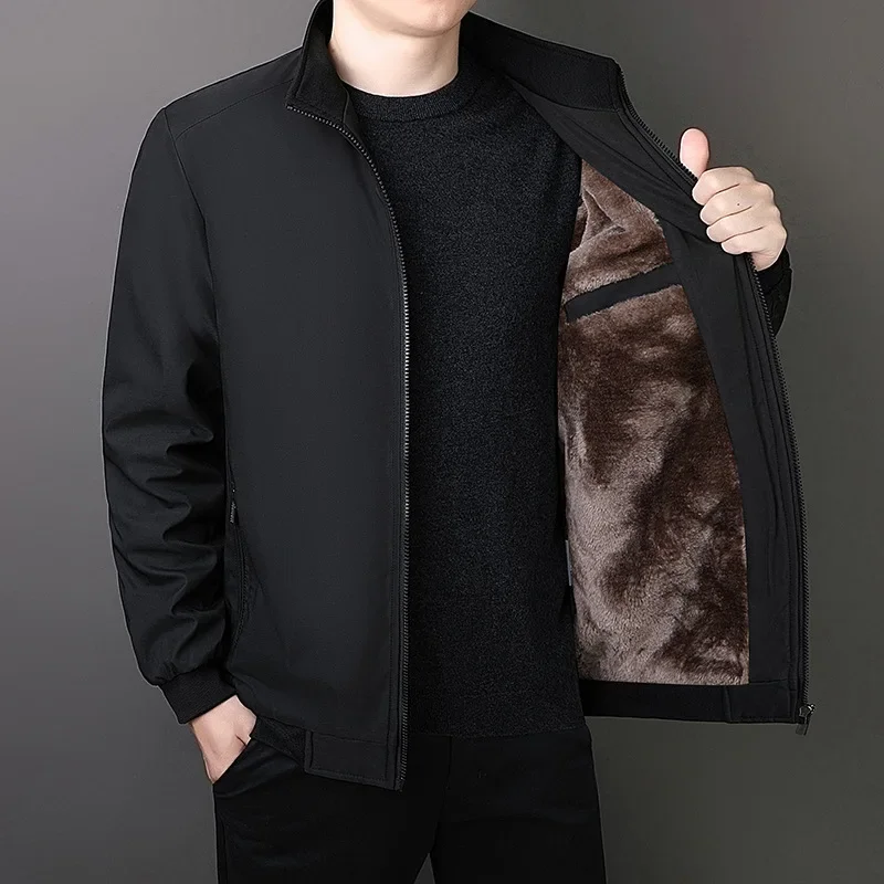 Brand Winter Jacket Men 2023 Autumn Solid Color Plush Thick Coats Men Plus Size Stand Collar Warm Outwear Men Clothing 6Xl 8Xl