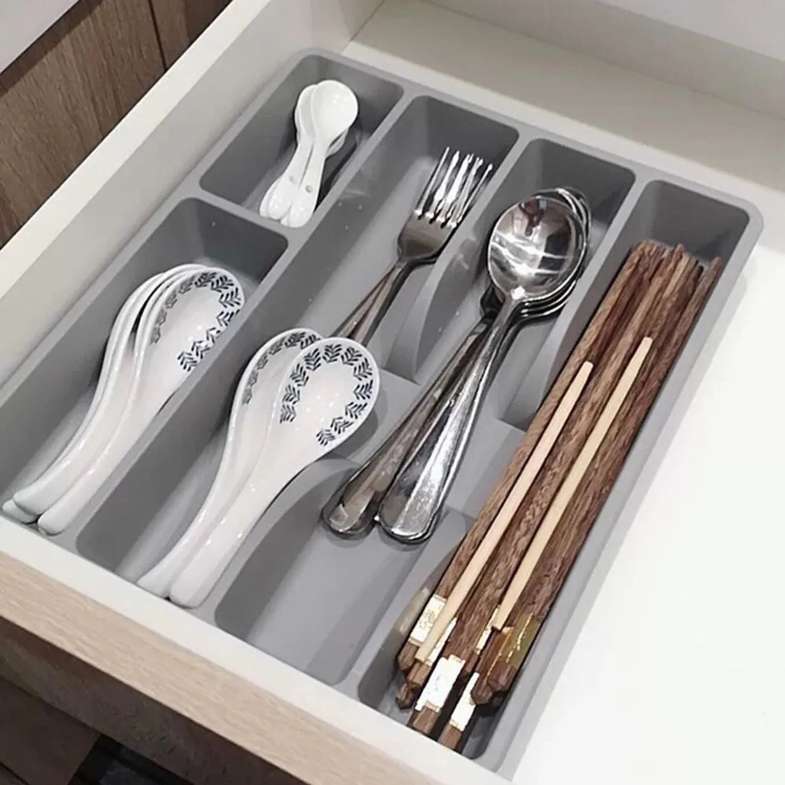 Cutlery Organizer Shengdrawer Kitchen Drawer Organizer Silverware Holder Utensil Organizer Cutlery Tray Plastic Flatware