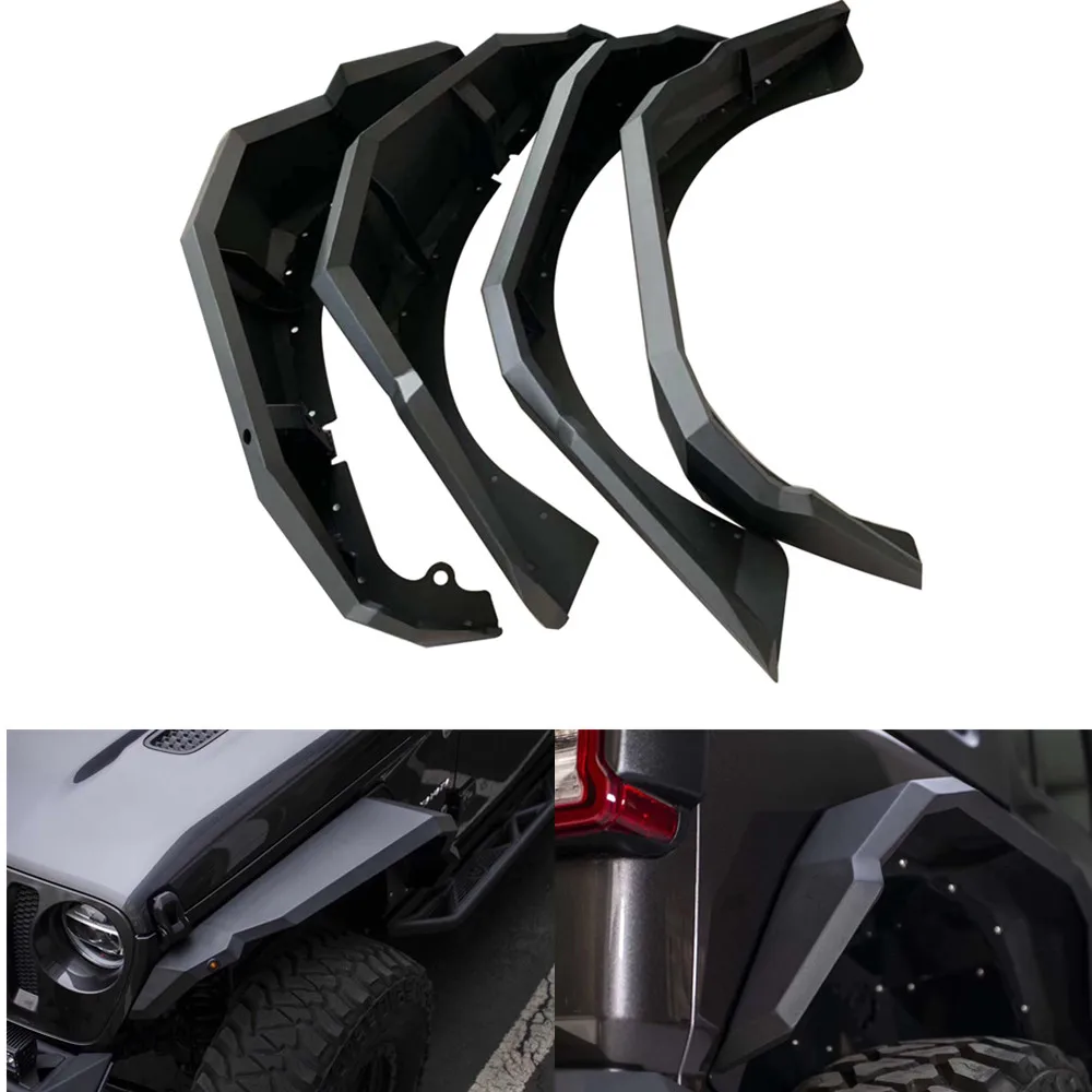 Black Aluminum Alloy Wheel Eyebrow Front Rear 4pcs Fender Flare for