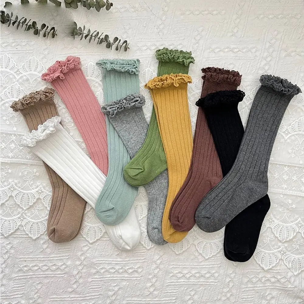 

Comfortable Spring Autumn Cotton Solid Color Korean Style Stockings Knee High Socks Children Girls Long Socks Kids Hosiery