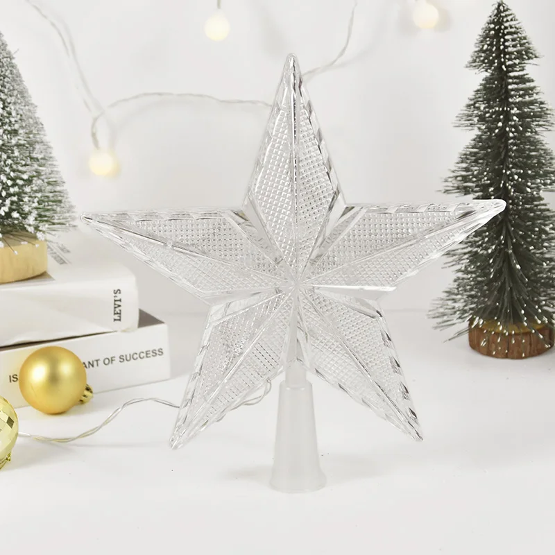 Christmas Tree LED Top Star Light Five-pointed Star Lamp Battery Powered Glowing Xmas Decoration Home New Year Ornament Navidad