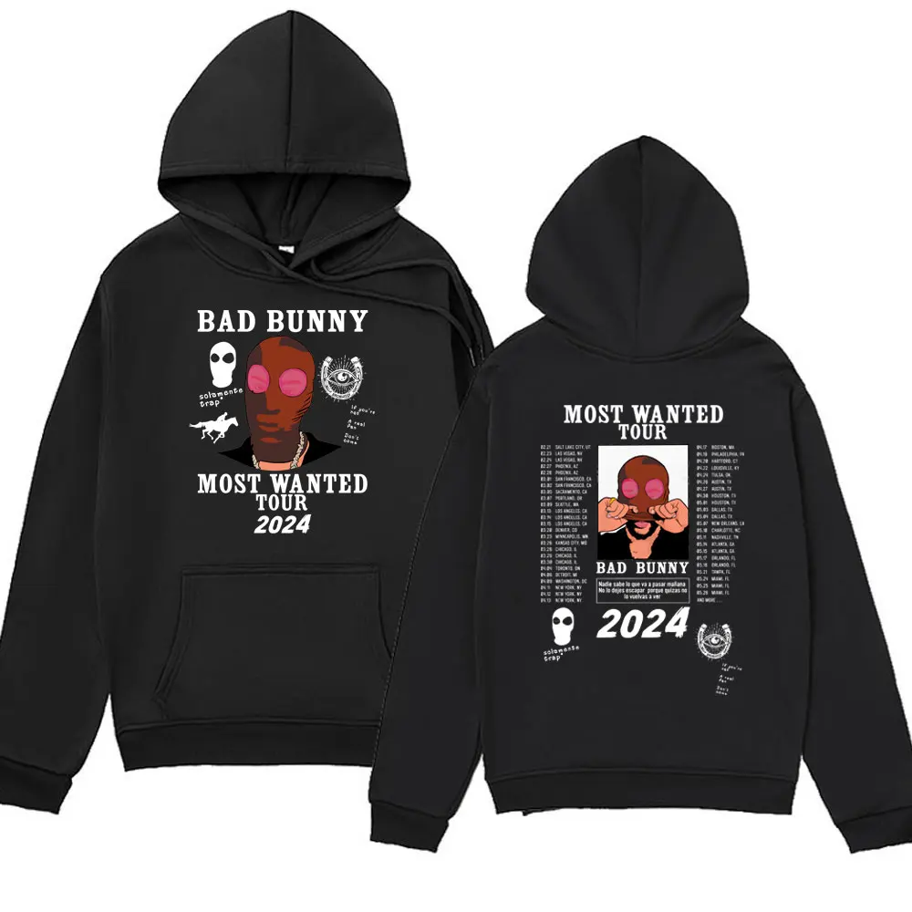 

Hoodeis Men's Bad Bunny Most Wanted Tour Sweatshirts Nadie Sabe Lo Que Va A Pasar Manana Printed Hoody Male Oversized Streetwear