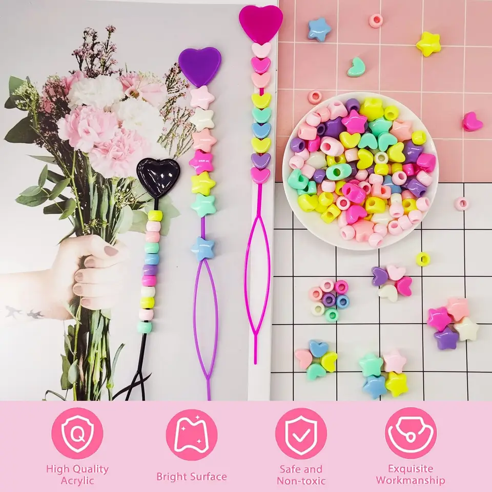 75pcs Perline Colorate Per Capelli Grande Foro Acrilico - Foto 11