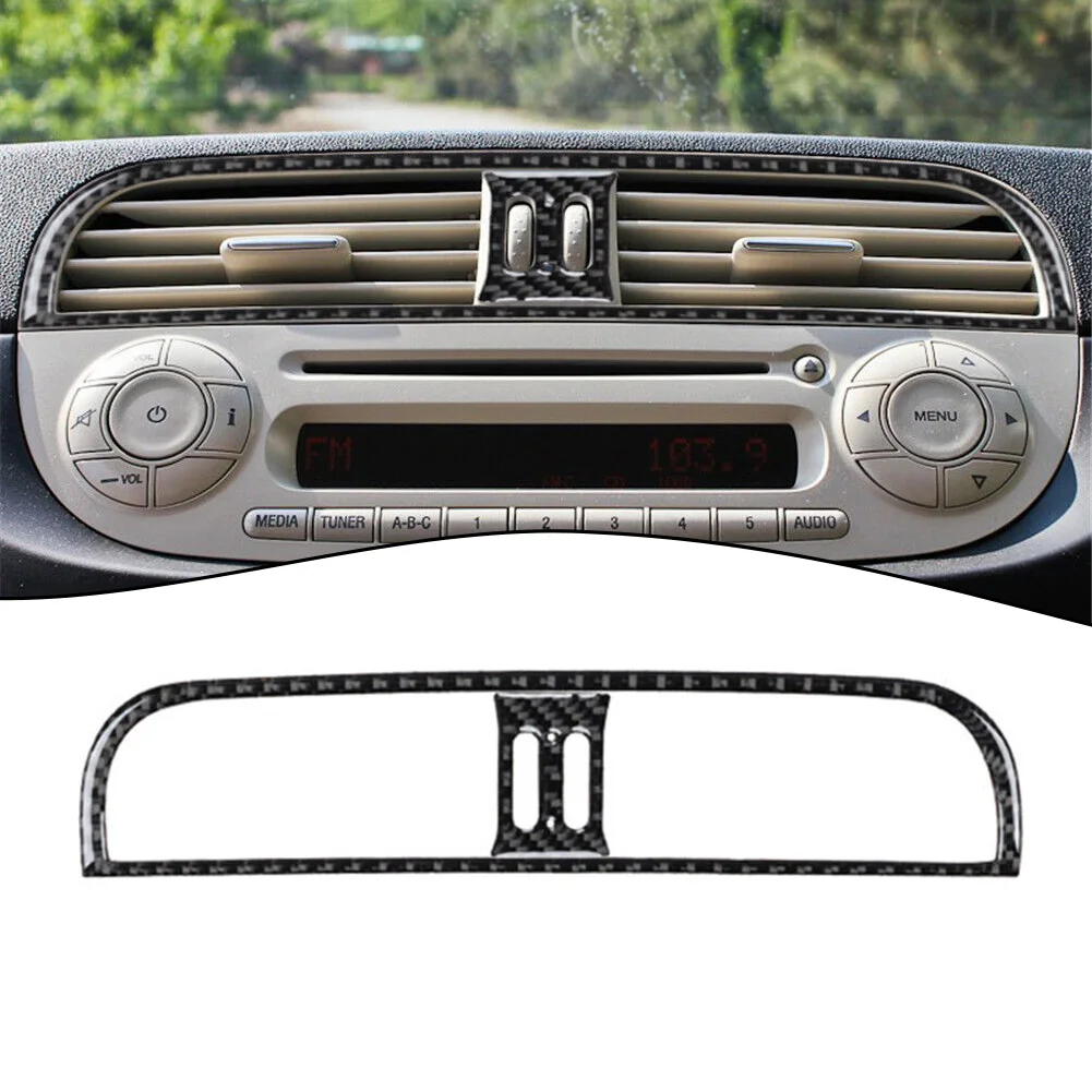 

Outlet Panel Cover Carbon Fiber Center Console Air Vent Outlet Panel Cover for Fiat 500 2012 2015 Easy DIY Installation