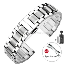 Premium Curved End Solid Stainless Steel Watch Strap with Butterfly Clasp - 20mm (Silver)