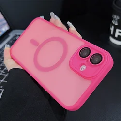 2024 Magnetic Luxury Matte Translucent Armor Shockproof Case with MagSafe Compatibility for iPhone 13 (Glitter pink)
