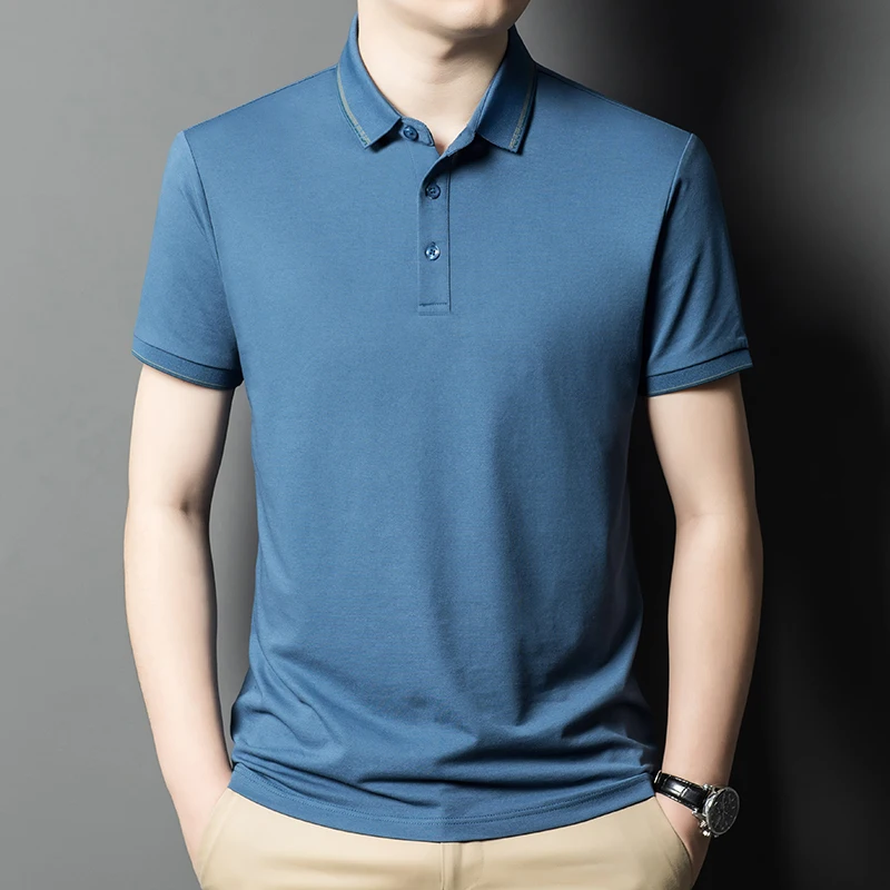 

Solid Color Short-Sleeved T-shirt Men's Lapel Half-Sleeve Top 2024 Summer Versatile Business Casual Classic Polo Shirt