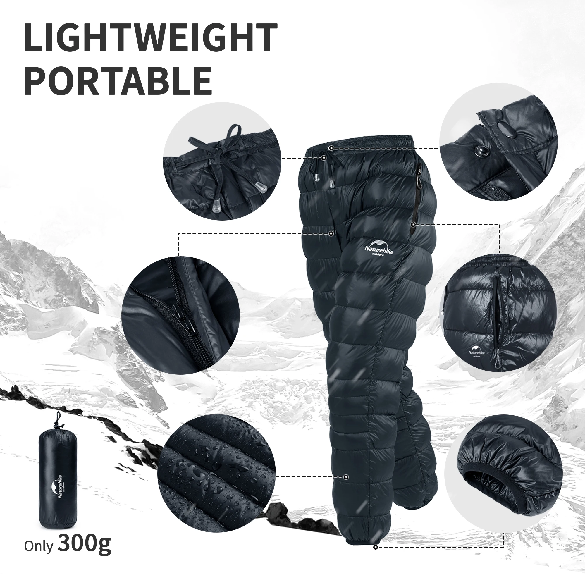 Down Pants hiking pants Outdoor Hiking Camping Winter Goose Down Pants for Naturehike NH18K210-K