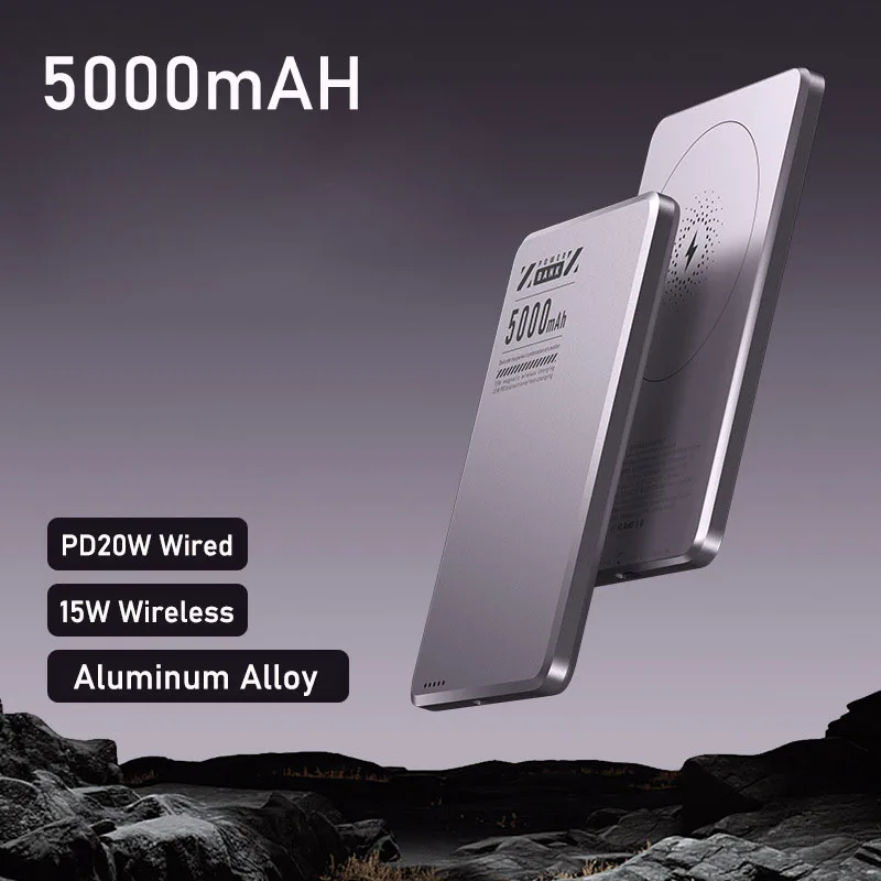 10000mAh 슬림 마그네틱 보조배터리 고속 충전 미니 무선 휴대용 충전기 아이폰 16 15 14 파워뱅크 5000mAh