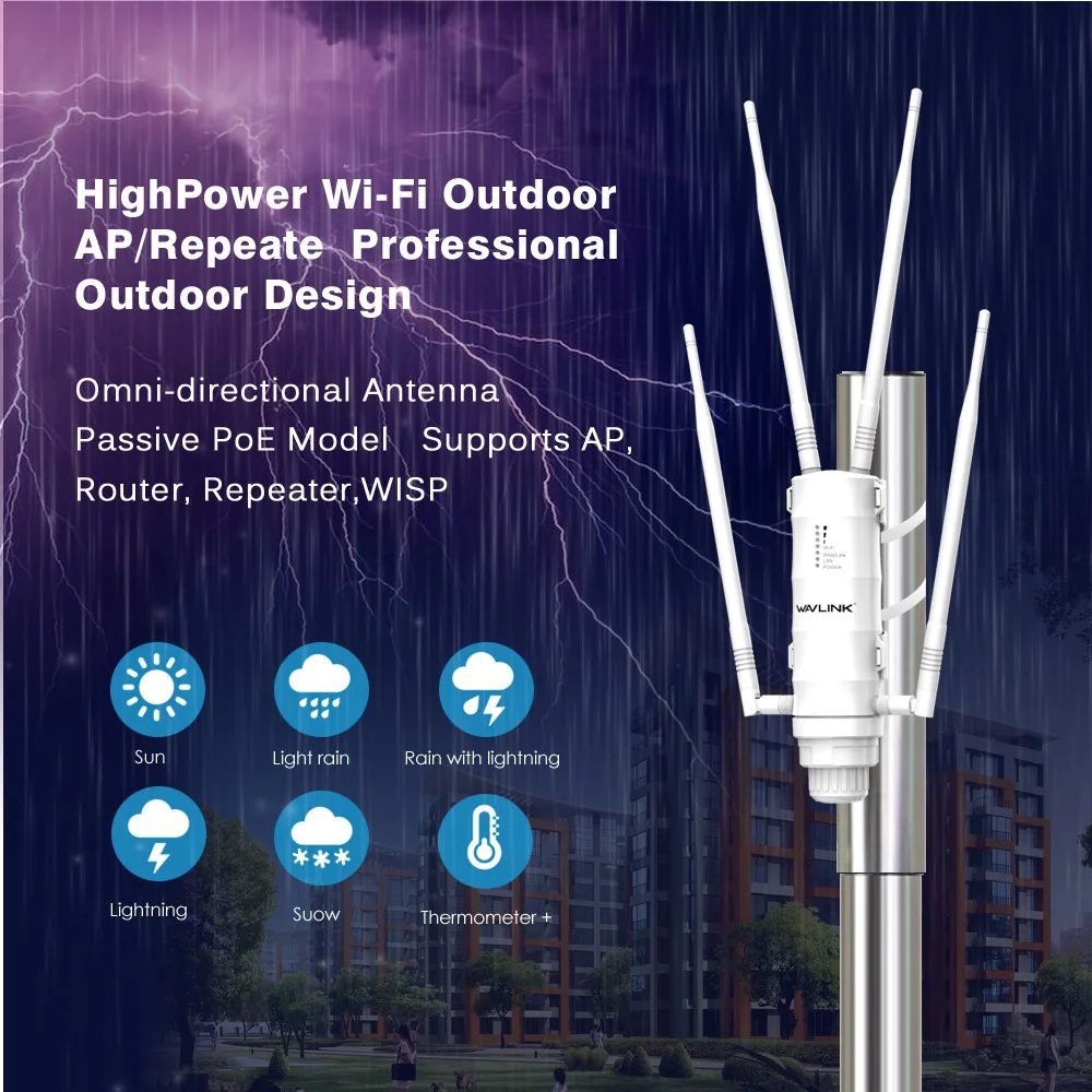 

AC1200Mbps Dual Frequency High Power Outdoor Rainproof POE Network Cable Supply Repeater