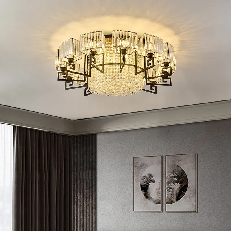 

Light Luxury Crystal Chandelier Living Room Light Luxurious Atmosphere Modern Hall Circular Ceiling Light With 2024 New Lighting