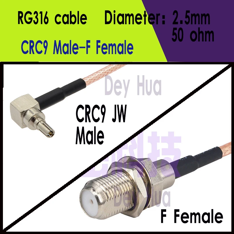 풀 구리 고주파 커넥터, TS9 수-F 암 CRC9 수-F 암 RF 커넥터, RG316, RG174, 15, 20, 25cm, 100 개 