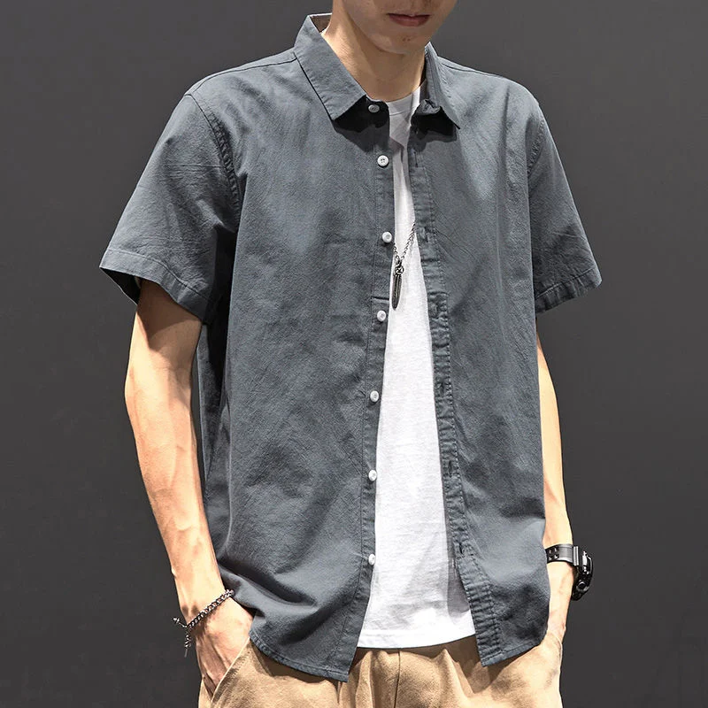 

Shirts and Blouses for Men Half Sleeve Cotton Original Vintage Man Tops Summer Cheap Brand High Quality Social Regular Clothing