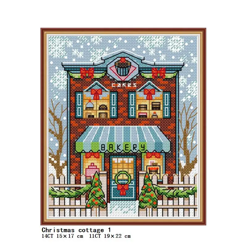 Christmas cottage pattern Mini cross stitch kits 14CT 11CT